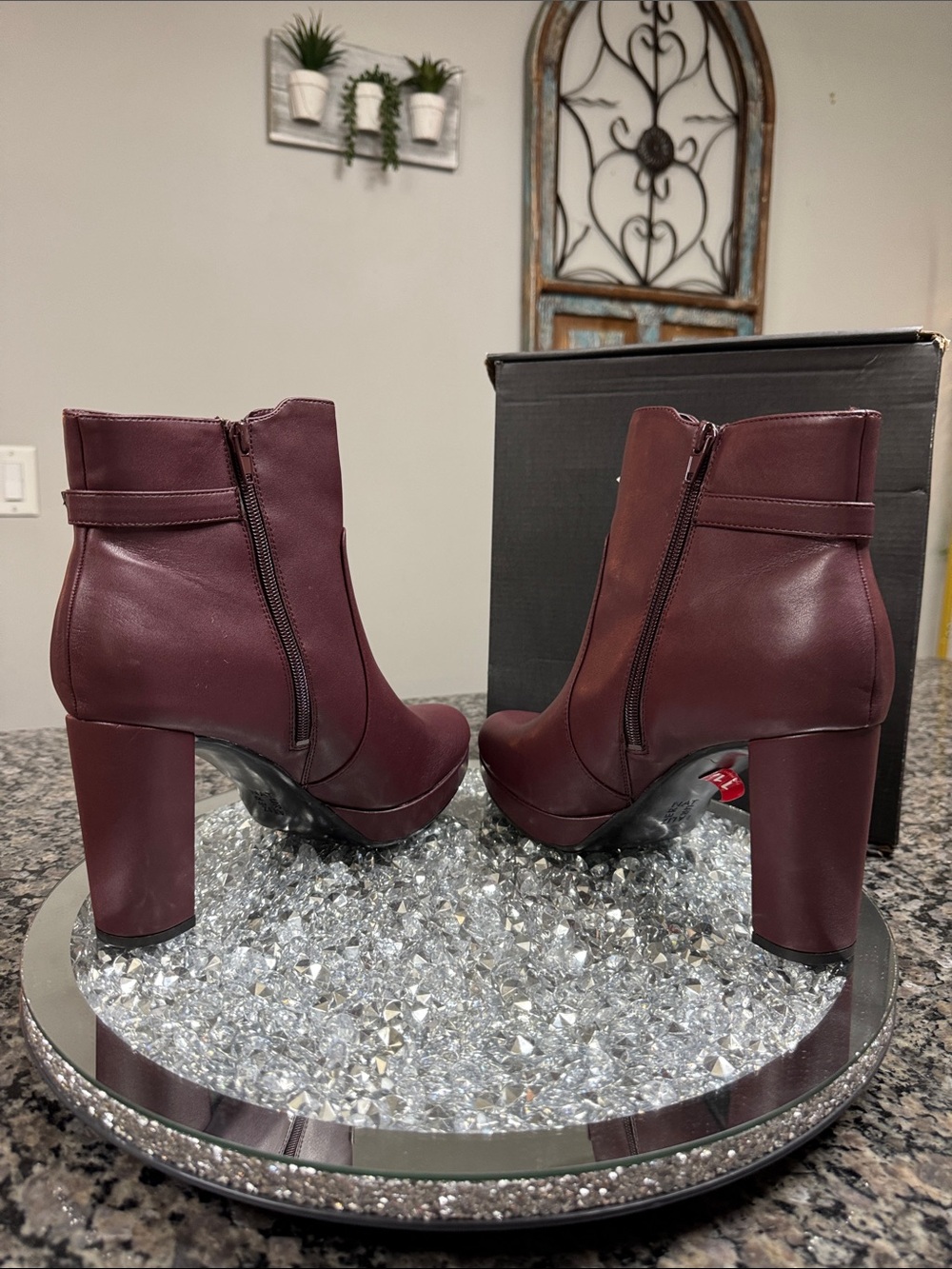 Naturalizer Braxton Burgundy Platform Ankle Boots NEW 11 - Picture 11 of 15